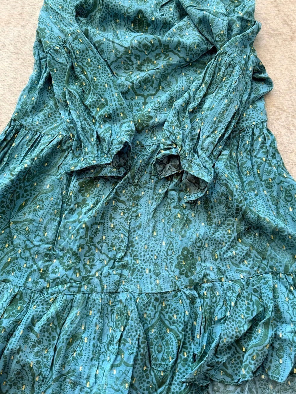 Zara Mini Dress Green Metallic Small - Picture 7 of 7